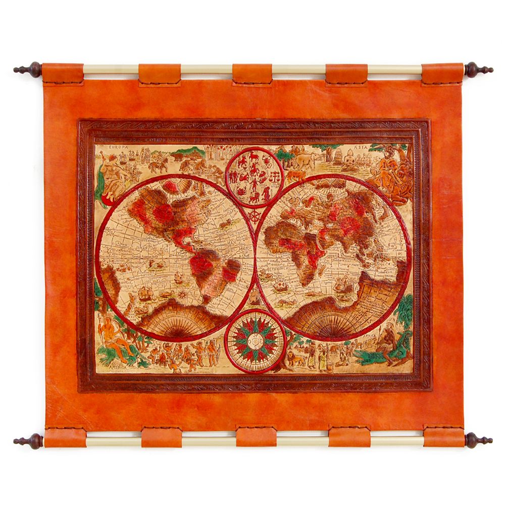 Other wall decoration - Leather Tapestry World Map - MERYAN