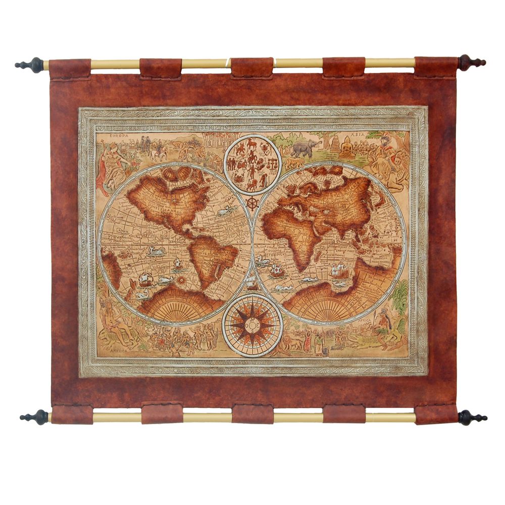 Other wall decoration - Leather Tapestry World Map - MERYAN