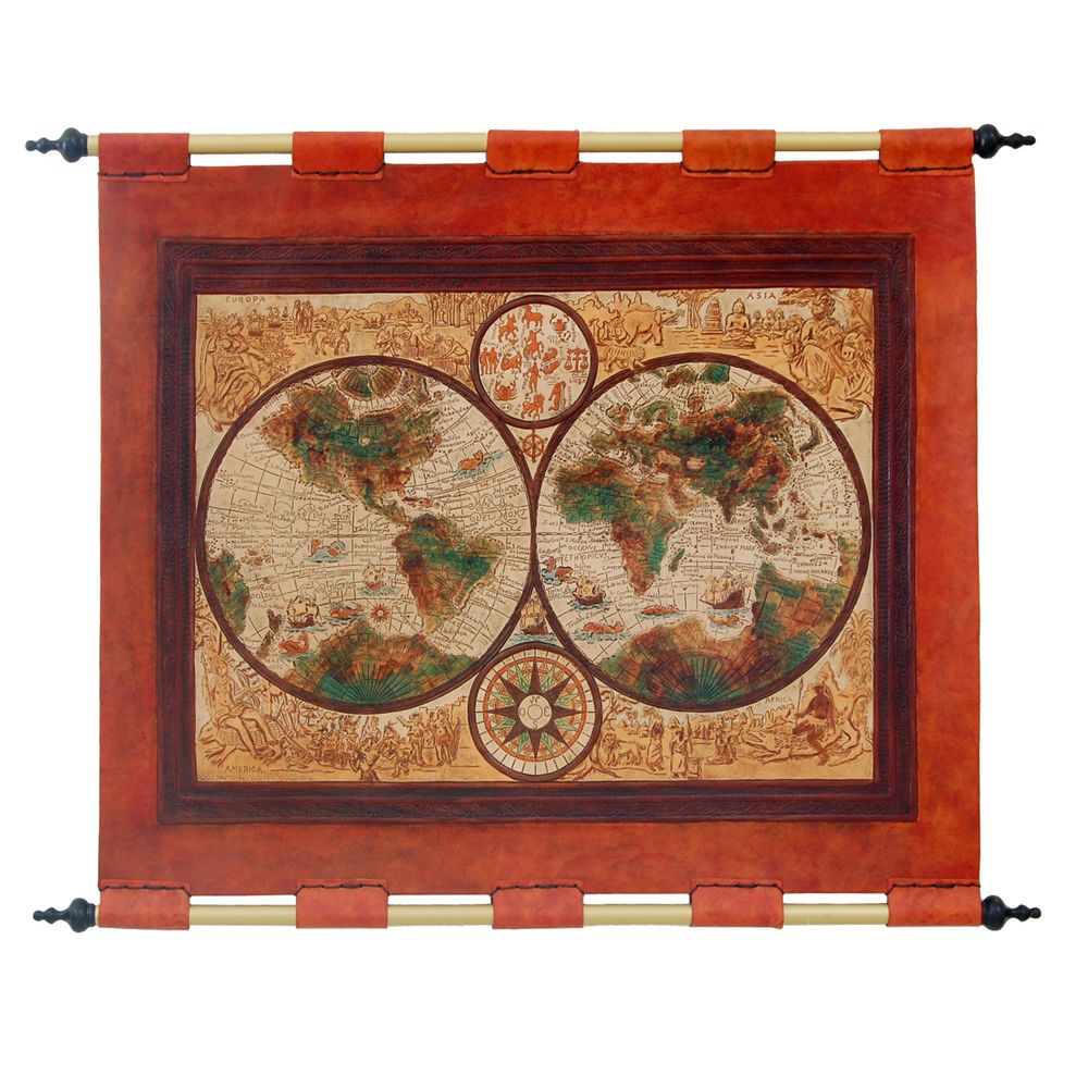 Other wall decoration - Leather Tapestry World Map - MERYAN