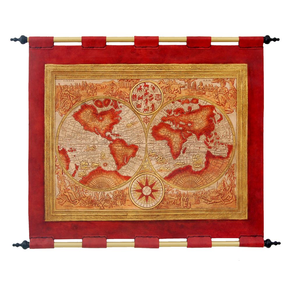 Other wall decoration - Leather Tapestry World Map - MERYAN