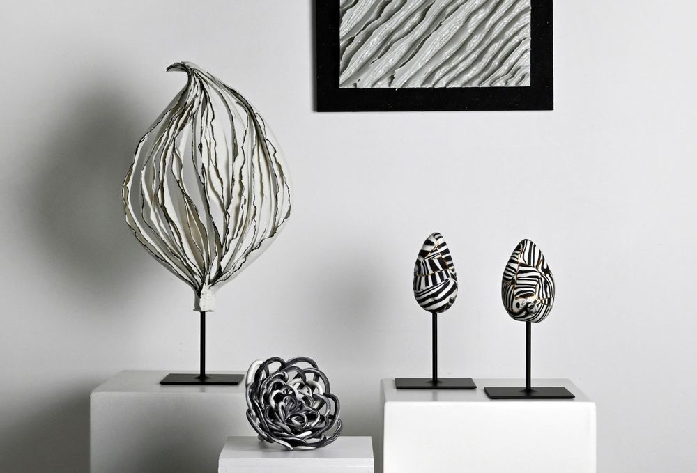Sculptures, statuettes and miniatures - Sculpture Arbre Porcelaine avec liseré noir - GUENAELLE GRASSI