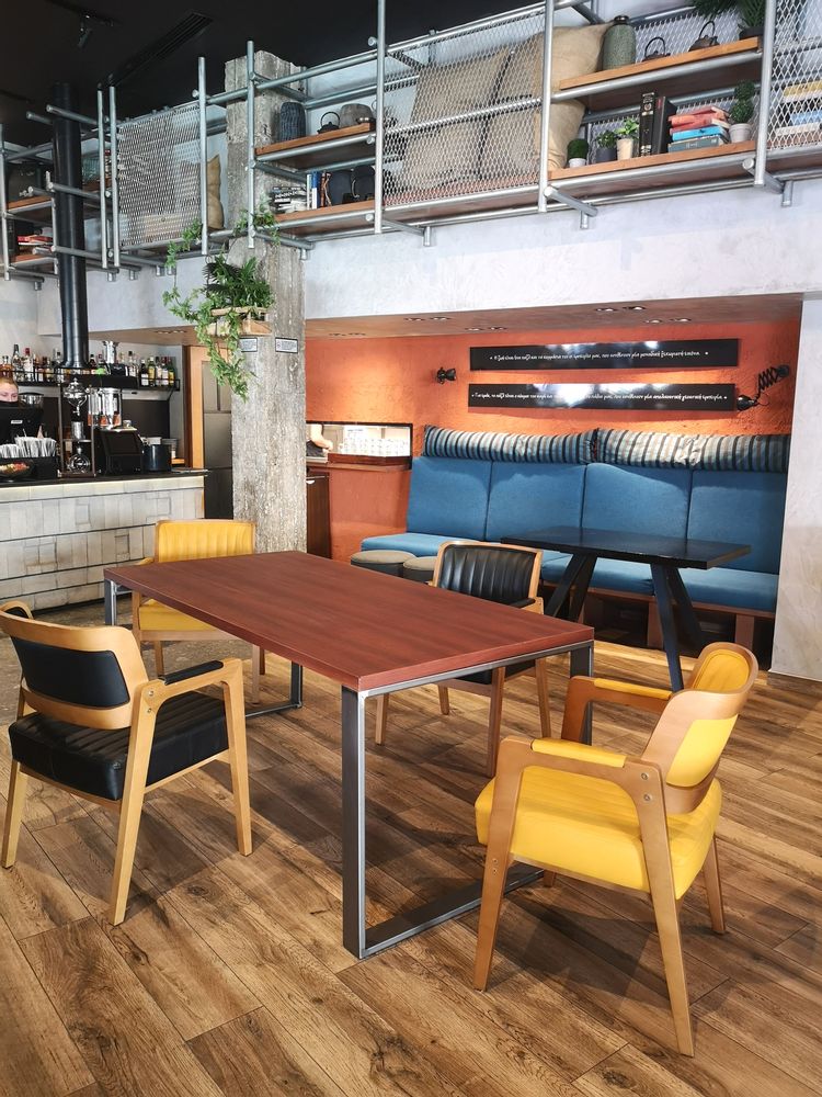 Dining Tables - Dining table Mahogany top with steel base O - LIVING MEDITERANEO