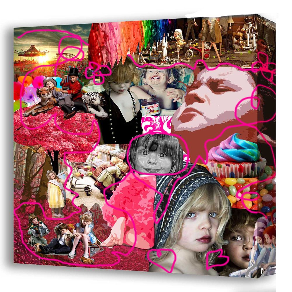 Fabric cushions - “Kids” Limited Edition Collage - L'ATELIER D'ANGES HEUREUX