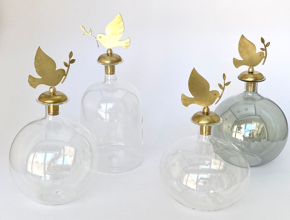 Objets de décoration - Carafe ronde à oiseaux - ASMA'S CRAFTS