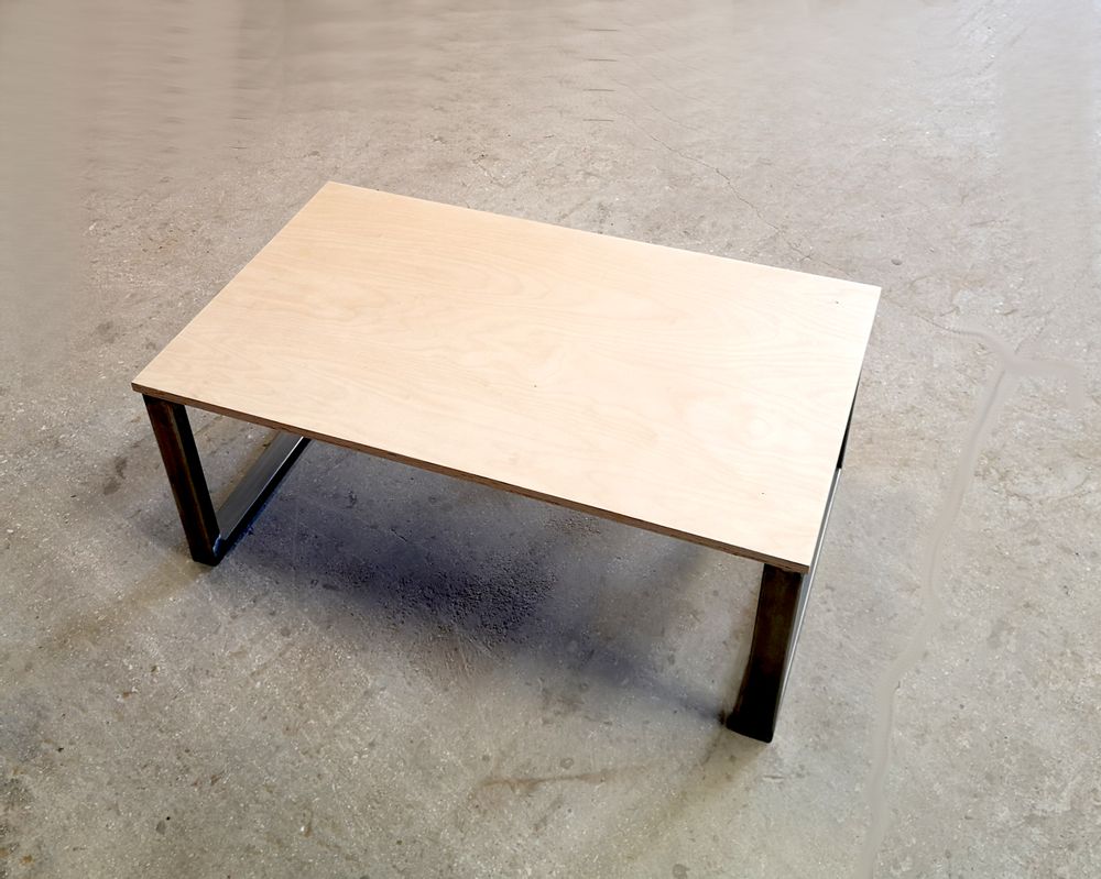 Coffee tables - Coffee Table Industrial Type with Maple Top - LIVING MEDITERANEO