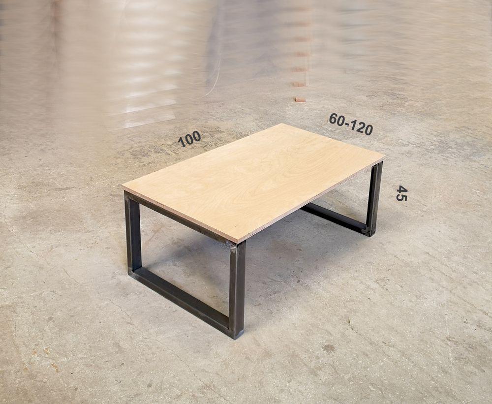 Coffee tables - Coffee Table Industrial Type with Maple Top - LIVING MEDITERANEO