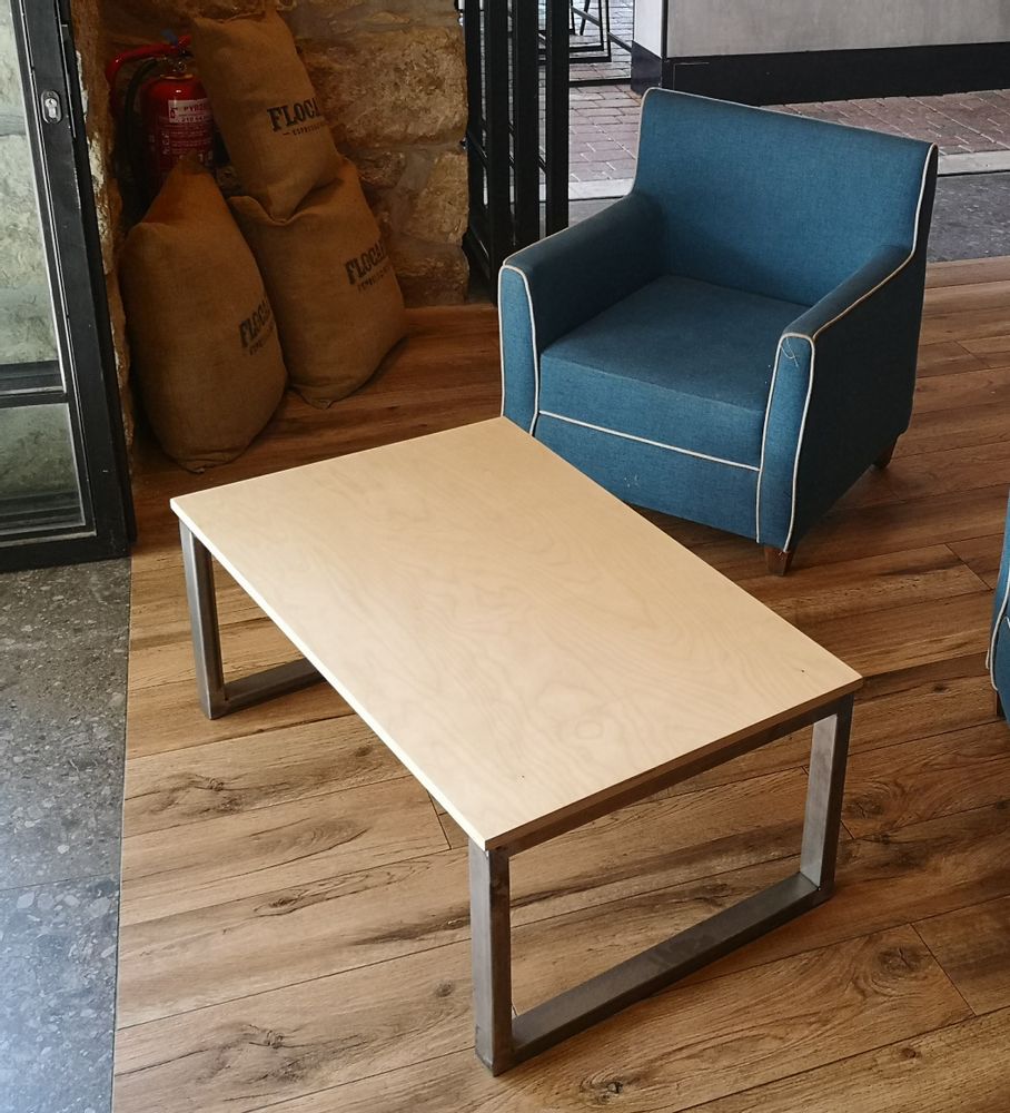 Coffee tables - Coffee Table Industrial Type with Maple Top - LIVING MEDITERANEO