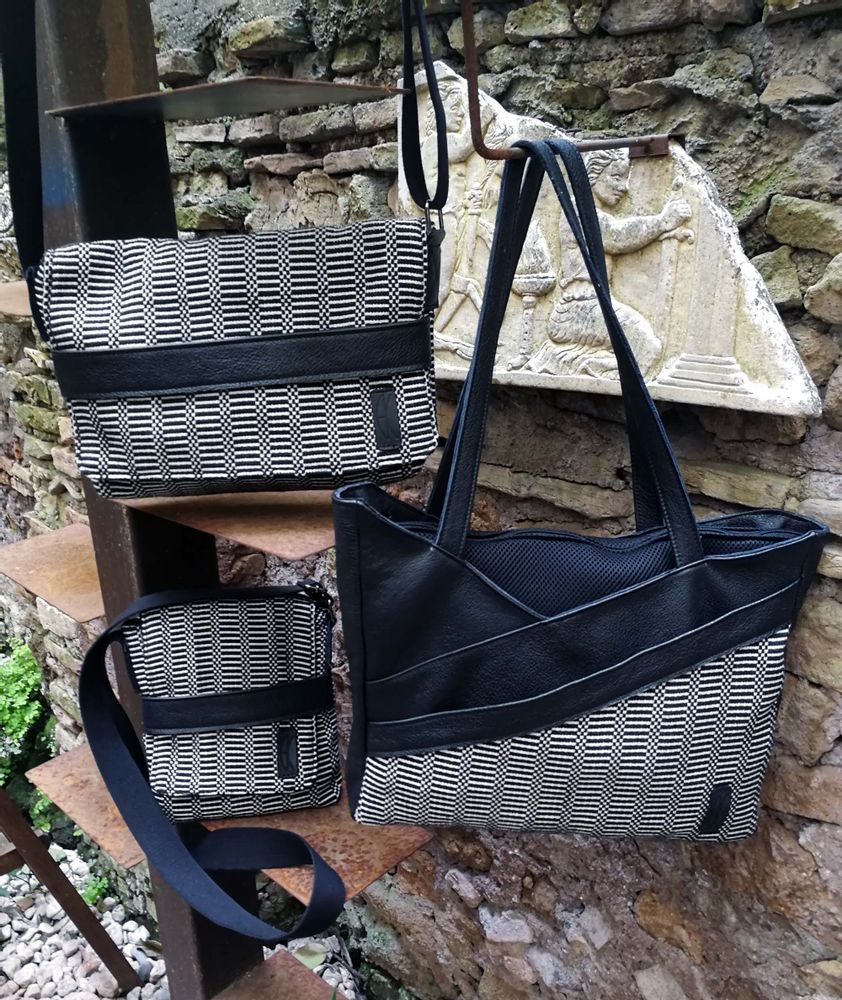 Bags and totes - Handmade textile bags in "Bisaccia" traditional Sardinian cotton - ELENA KIHLMAN