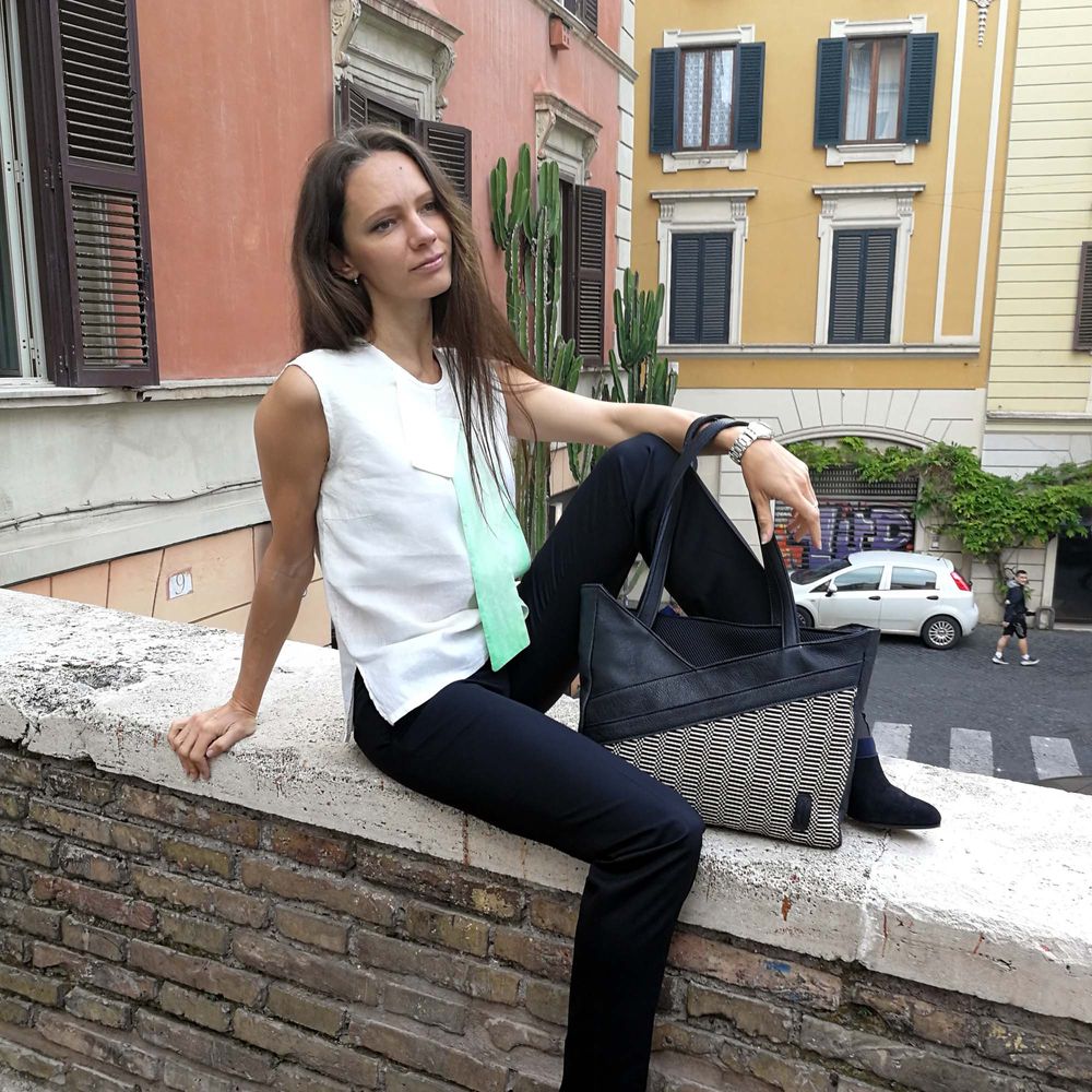Bags and totes - Handmade textile bags in "Bisaccia" traditional Sardinian cotton - ELENA KIHLMAN