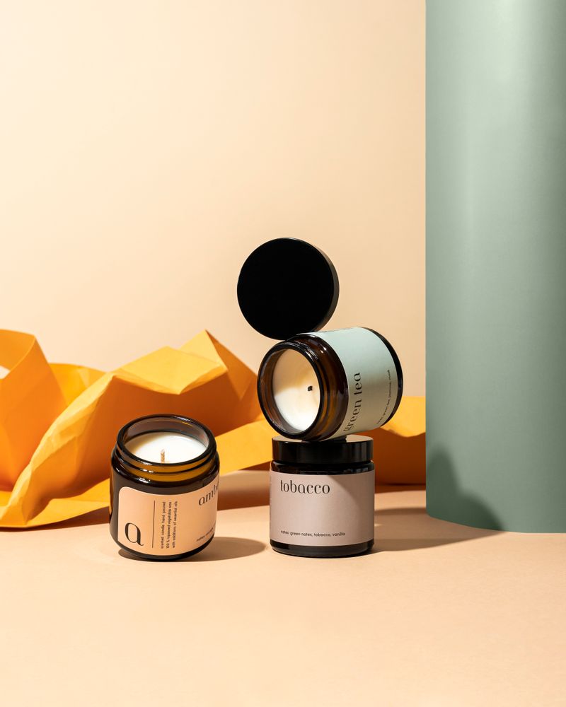 Candles - minimal scented candle 100% vegetable wax tobacco - MIA COLONIA