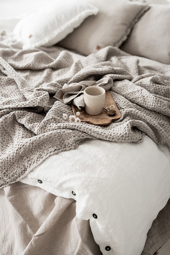 Comforters and pillows - LINEN WAFFLE CUSHION COVER OLGA  50 x 50 cm - XERALIVING