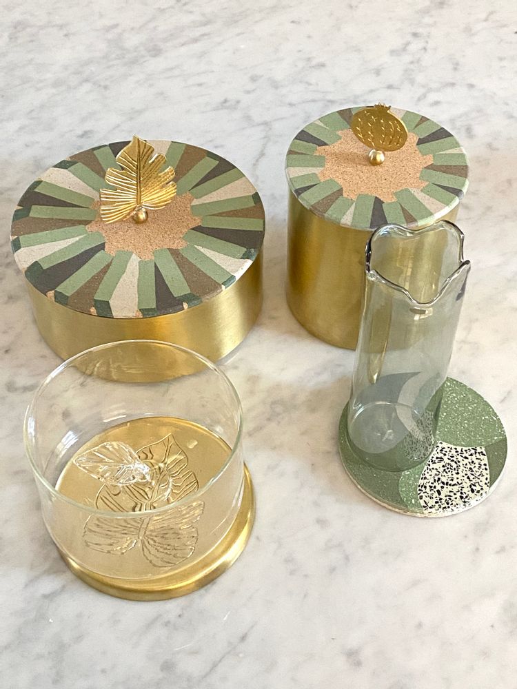 Storage boxes - Tiled Brass Box With A Leaf Handle - ASMA'S CRAFTS
