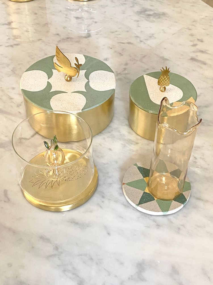 Storage boxes - Tiled Brass Box With A Bird Handle - ASMA'S CRAFTS