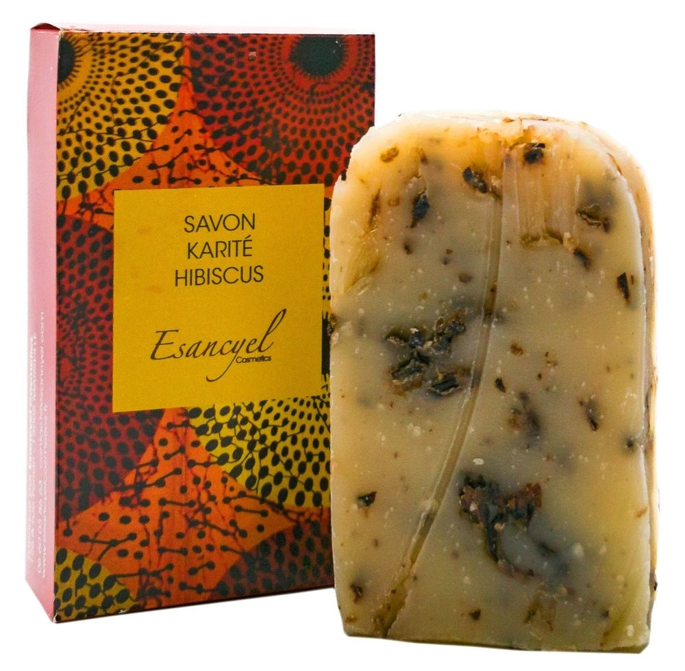 Soaps - Extra-mild handmade soap with shea butter and hibiscus flower powder in Montpellier - 100g - L'ATELIER DES CREATEURS