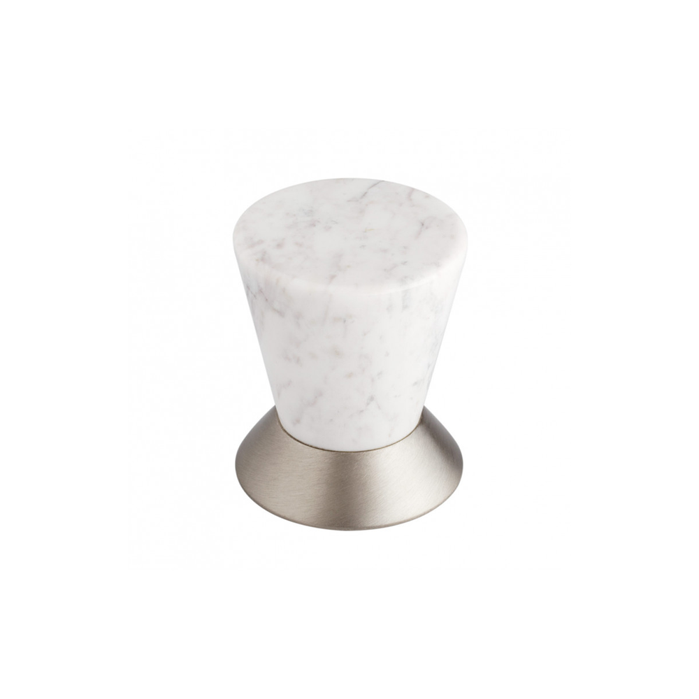 Unique pieces - KNOB DOOR ENTRANCE NICKEL MATT/CARRARA MARBLE - LES FORGES DE SAINT-AMAND