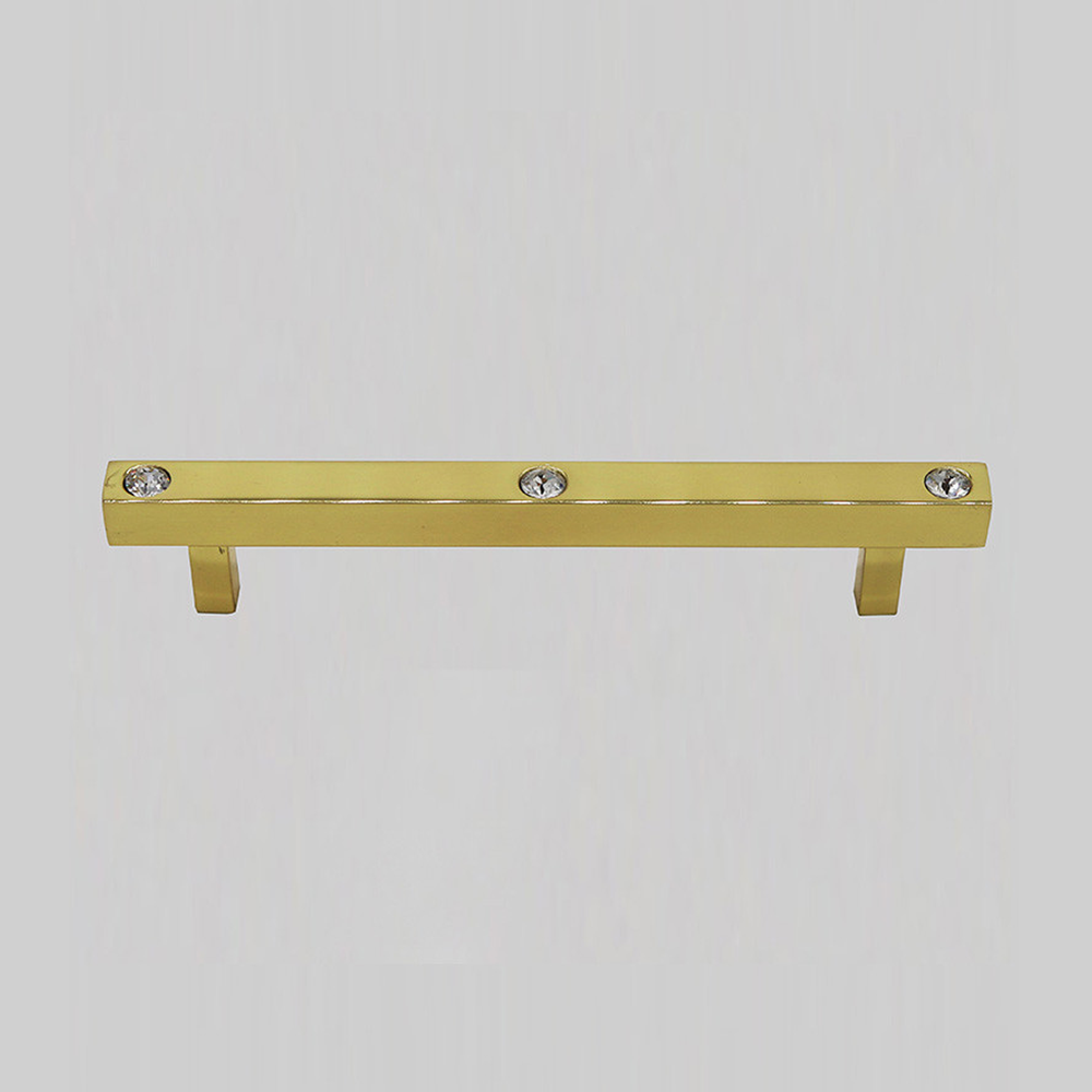 Unique pieces - CABINET HANDLE SQUARE 3 CRYSTALS BETWEEN DISTANCE 128mm - LES FORGES DE SAINT-AMAND