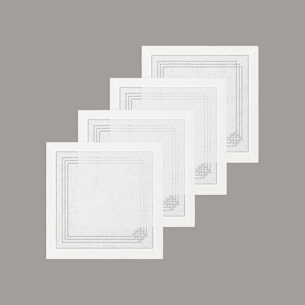Table linen - Set of napkins 40 * 40 mm 4 pcs. White linen collection. - KRESTETSKAYA STROCHKA