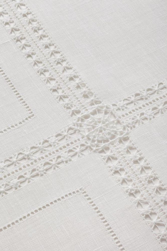 Linge de table textile - Coffee set: 1Napkin 90*90 cm and 4 napkins 40*40 cm. White linen collection - KRESTETSKAYA STROCHKA