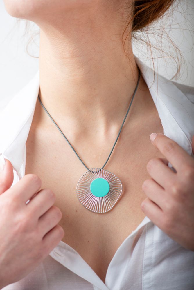 Jewelry - Pop up Linear Silver Plated Colorful Stud Pendants - GEORGIA CHARAL ART JEWELERY