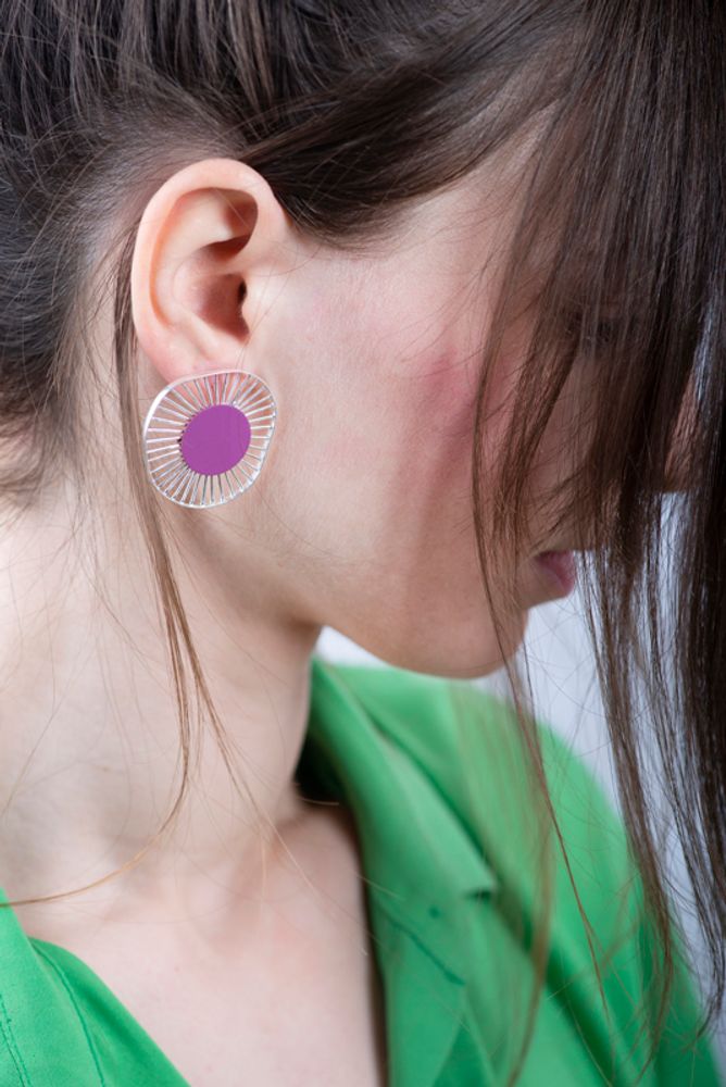 Jewelry - Pop up Linear Silver Plated Colorful Stud Earrings - GEORGIA CHARAL ART JEWELERY