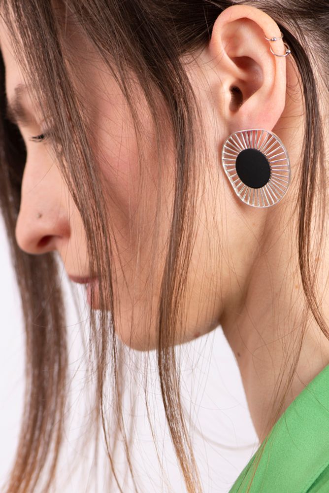 Jewelry - Pop up Linear Silver Plated Colorful Stud Earrings - GEORGIA CHARAL ART JEWELERY