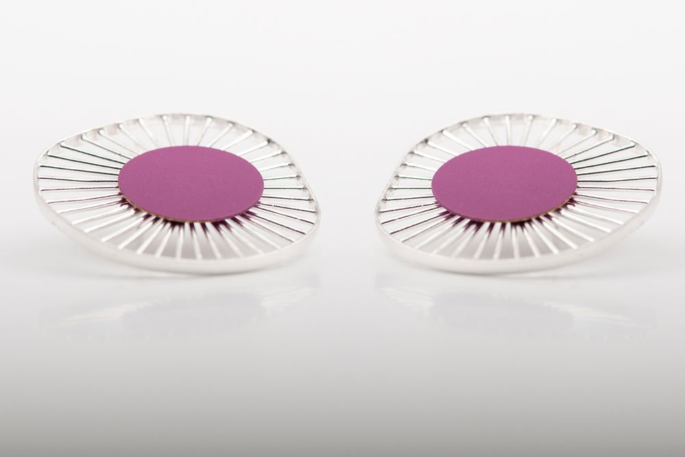 Jewelry - Pop up Linear Silver Plated Colorful Stud Earrings - GEORGIA CHARAL ART JEWELERY