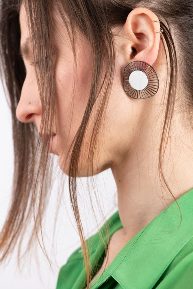 Jewelry - Pop up Linear Silver Plated Colorful Stud Earrings - GEORGIA CHARAL ART JEWELERY