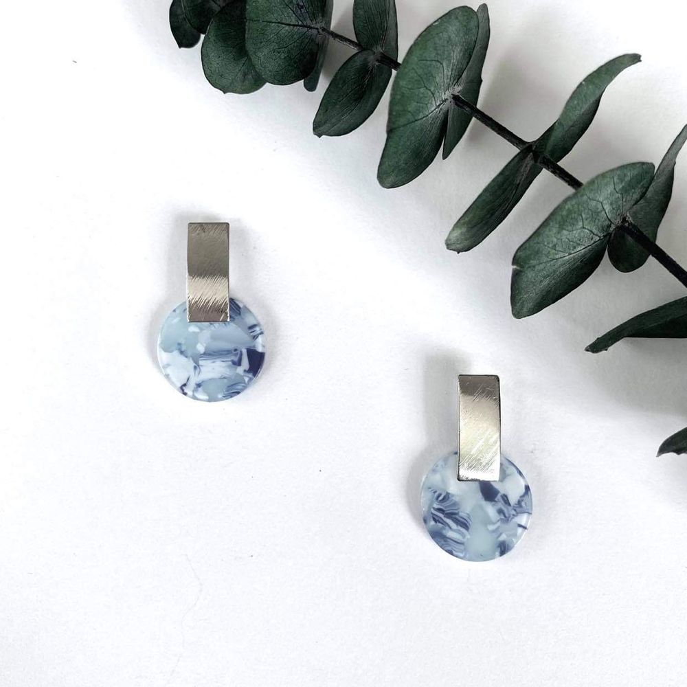 Jewelry - Silver and blue acetate earrings - NAO JEWELS
