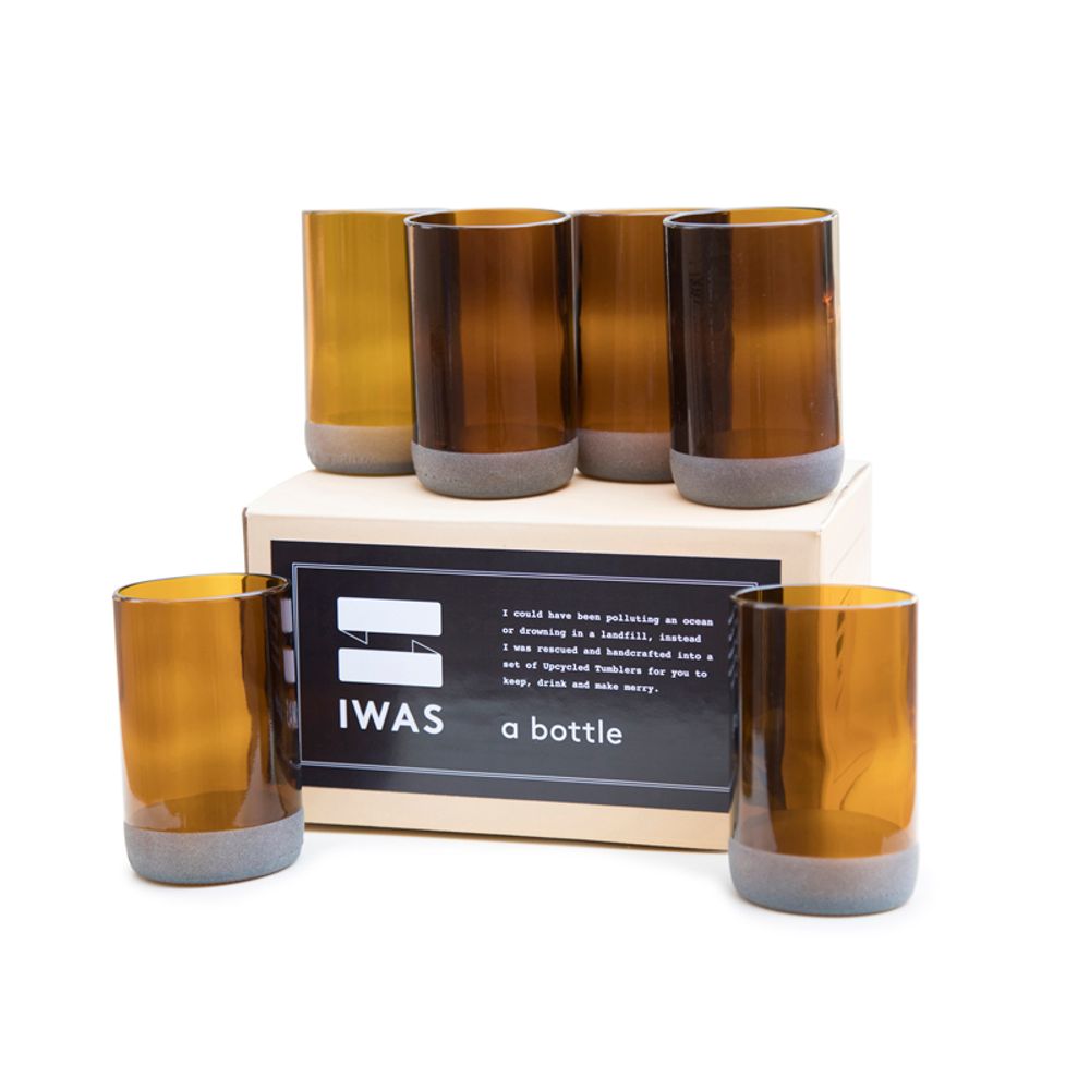 Glass - Large “Brown” Water Glasses - IWAS - THE ONLY WAY IS UP
