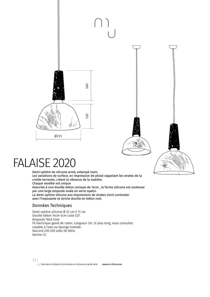 Unique pieces - FALAISE pendant lamp - MU - LUMINAIRES ET MATÉRIAUX EN POLYMÈRE MINÉRAL SOUPLE