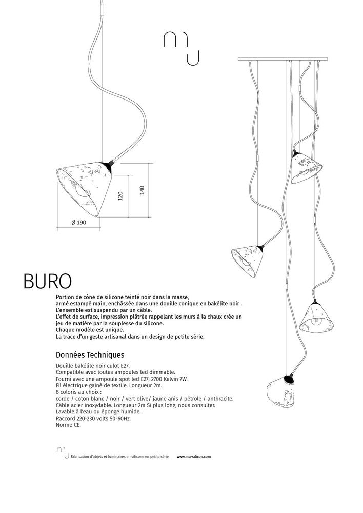 Pièces uniques - Suspension BURO - MU - LUMINAIRES ET MATÉRIAUX EN POLYMÈRE MINÉRAL SOUPLE