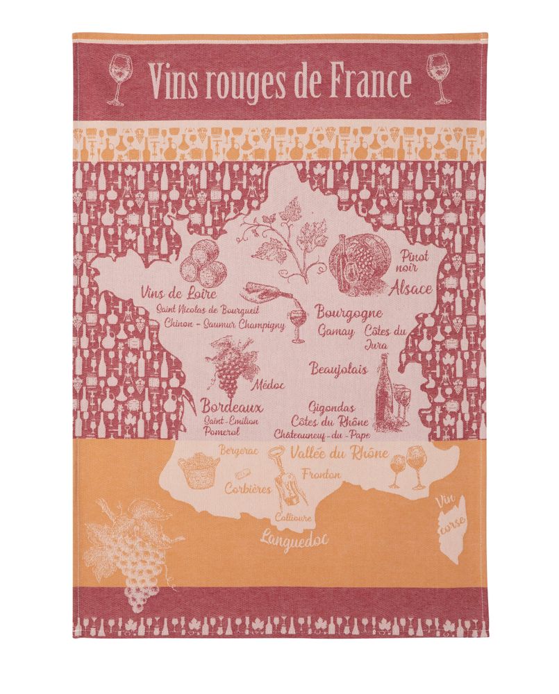 Tea towel - Red wines from France/Jacquard tea towel - COUCKE