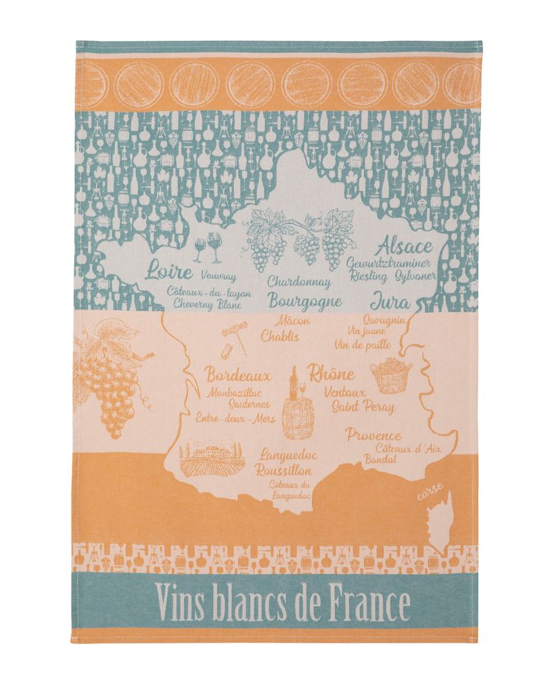 Tea towel - White wines from France/Jacquard tea towel - COUCKE