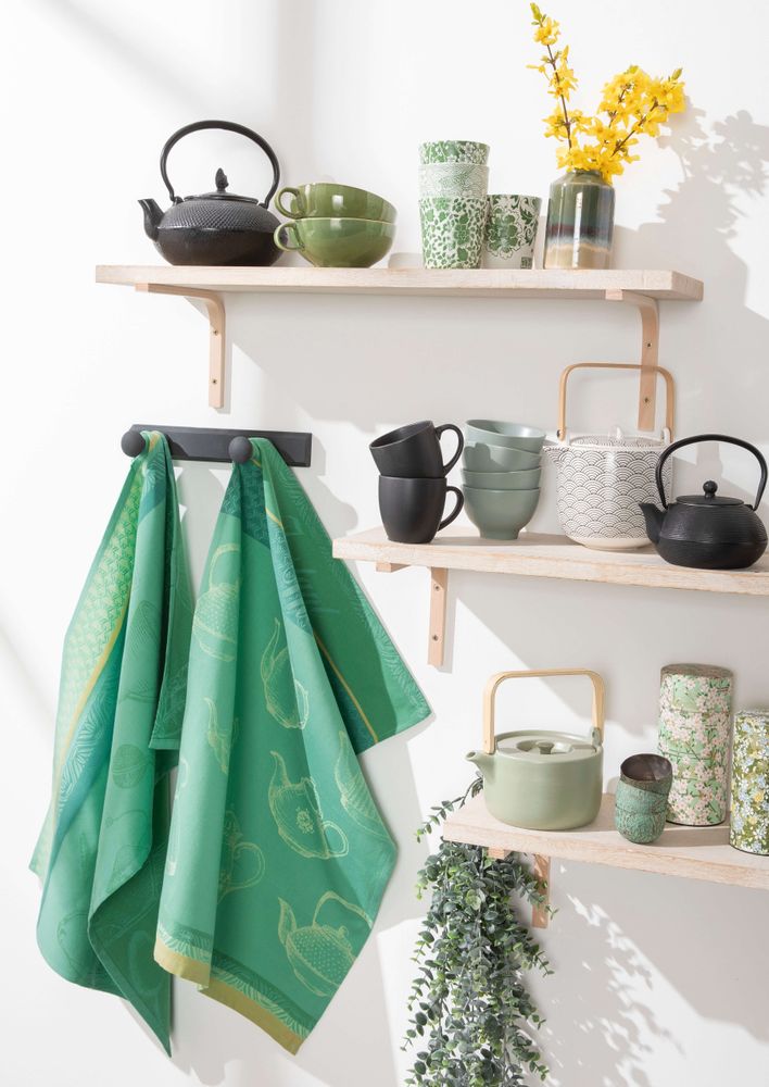 Tea towel - Cotton jacquard printed tea towel, INSTANT TEA - COUCKE
