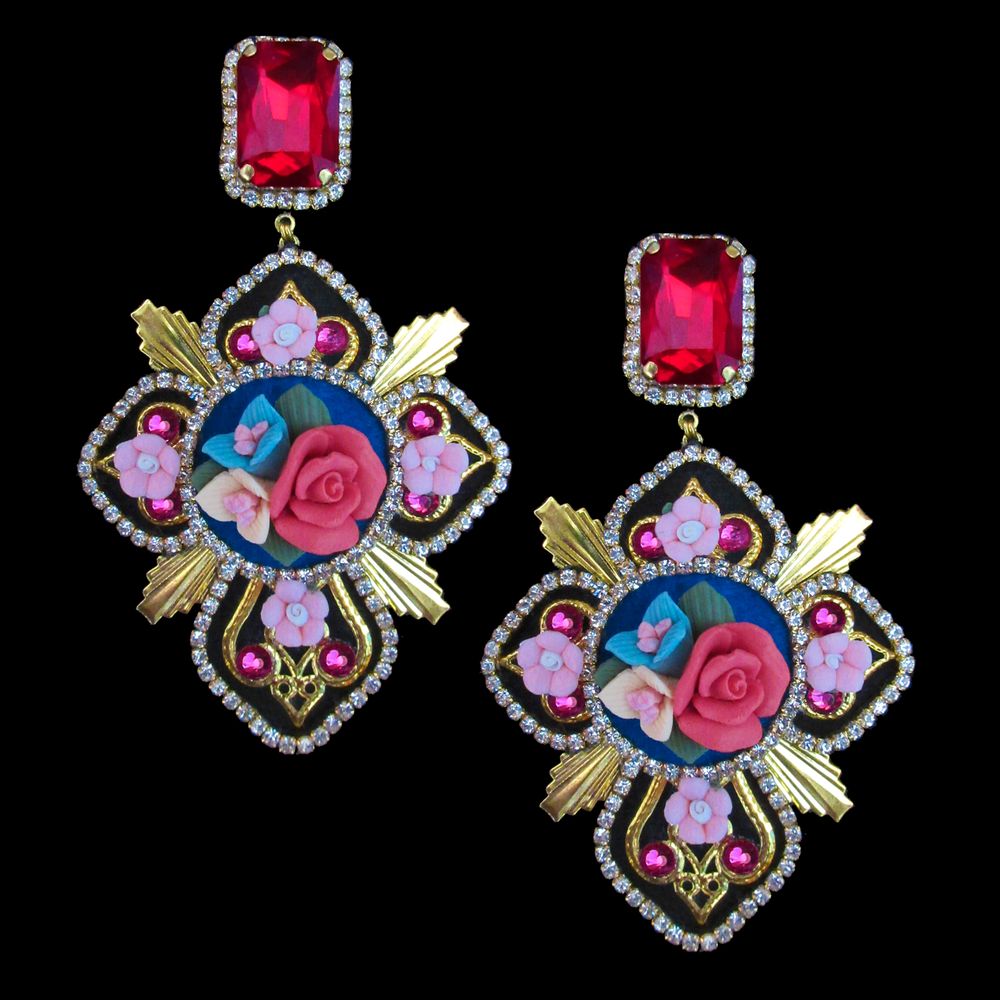 Bijoux - BIJOUX : boucles d'oreille fait main " blue heart " / fait main en France - MOUCHKINE JEWELRY