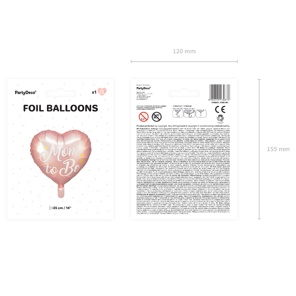 Objets de décoration - Ballon en aluminium Mom to Be, 35 cm, rose, Ballon en Mylar Mom to Be - PARTYDECO
