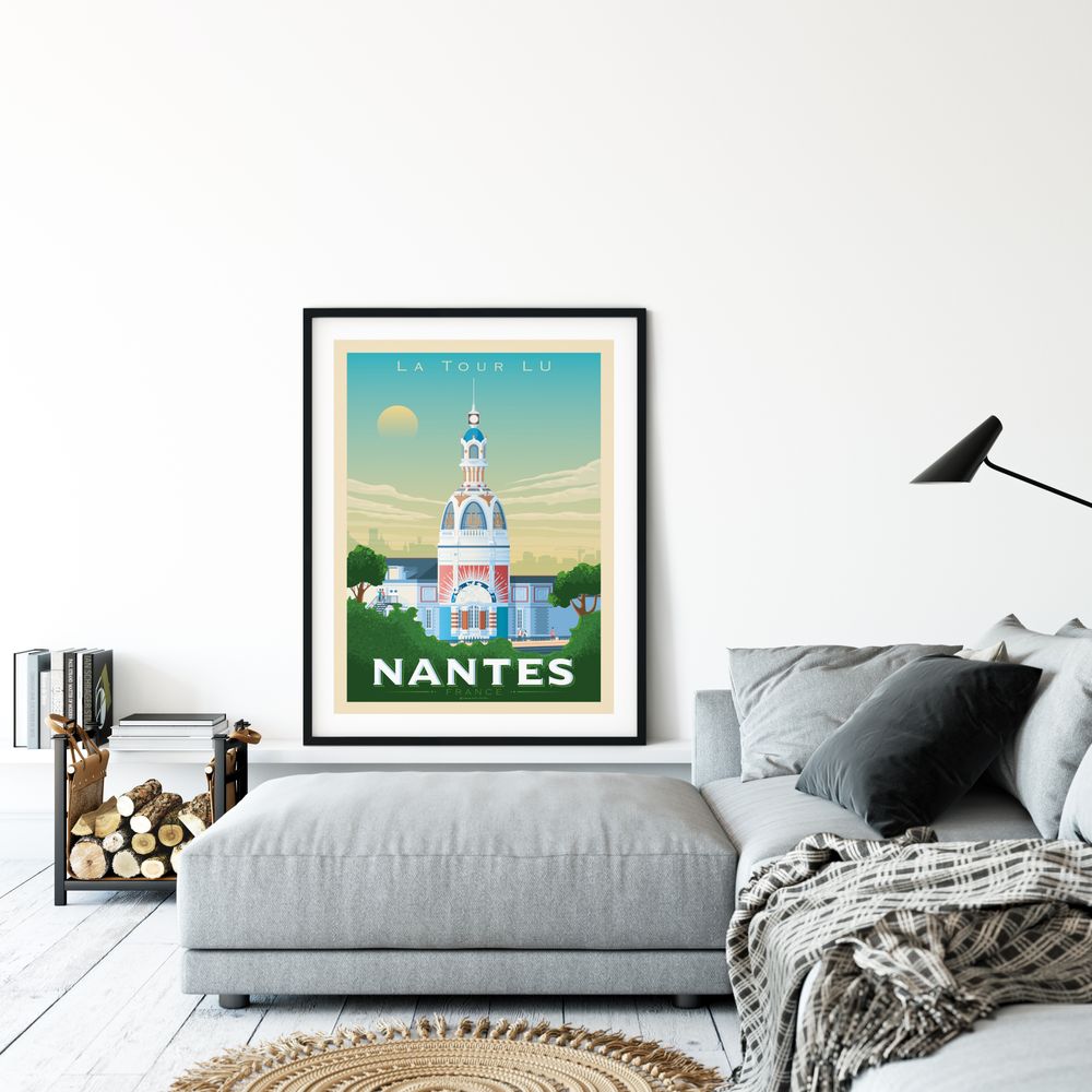 Poster - VINTAGE TRAVEL POSTER NANTES FRANCE | CITY ILLUSTRATION NANTES - LA TOUR LU PRINT - OLAHOOP TRAVEL POSTERS