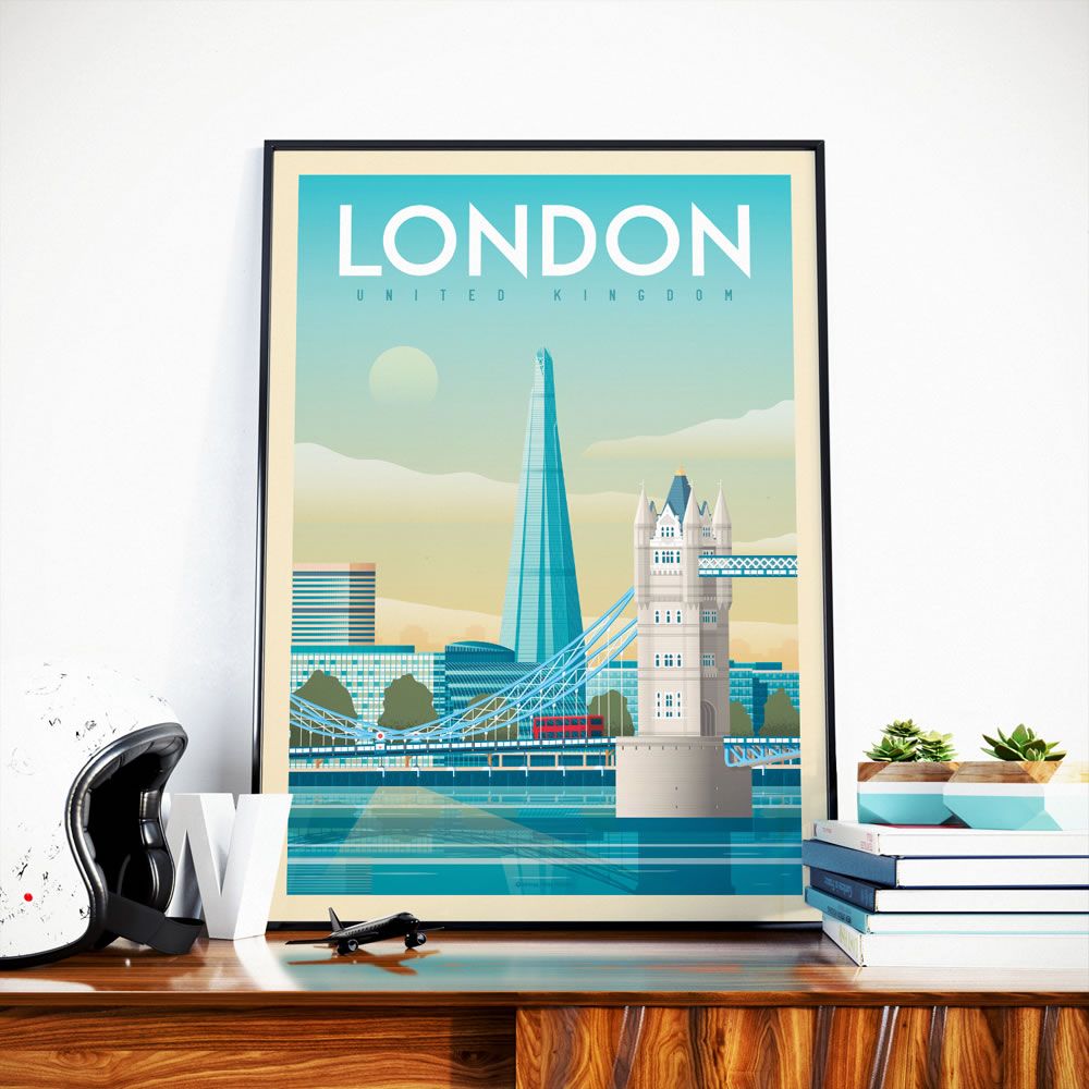 Poster - VINTAGE TRAVEL POSTER LONDON UNITED KINGDOM | LONDON UNITED KINGDOM CITY ILLUSTRATION PRINT - OLAHOOP TRAVEL POSTERS