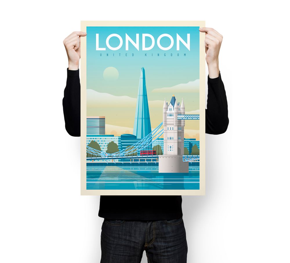 Poster - VINTAGE TRAVEL POSTER LONDON UNITED KINGDOM | LONDON UNITED KINGDOM CITY ILLUSTRATION PRINT - OLAHOOP TRAVEL POSTERS