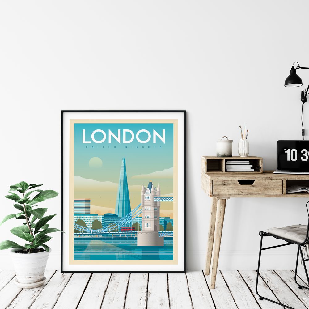 Poster - VINTAGE TRAVEL POSTER LONDON UNITED KINGDOM | LONDON UNITED KINGDOM CITY ILLUSTRATION PRINT - OLAHOOP TRAVEL POSTERS