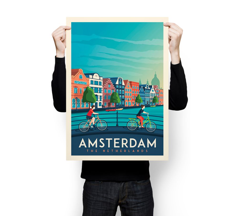 Poster - VINTAGE TRAVEL POSTER AMSTERDAM NETHERLANS | AMSTERDAM NETHERLANDS CITY ILLUSTRATION PRINT - OLAHOOP TRAVEL POSTERS