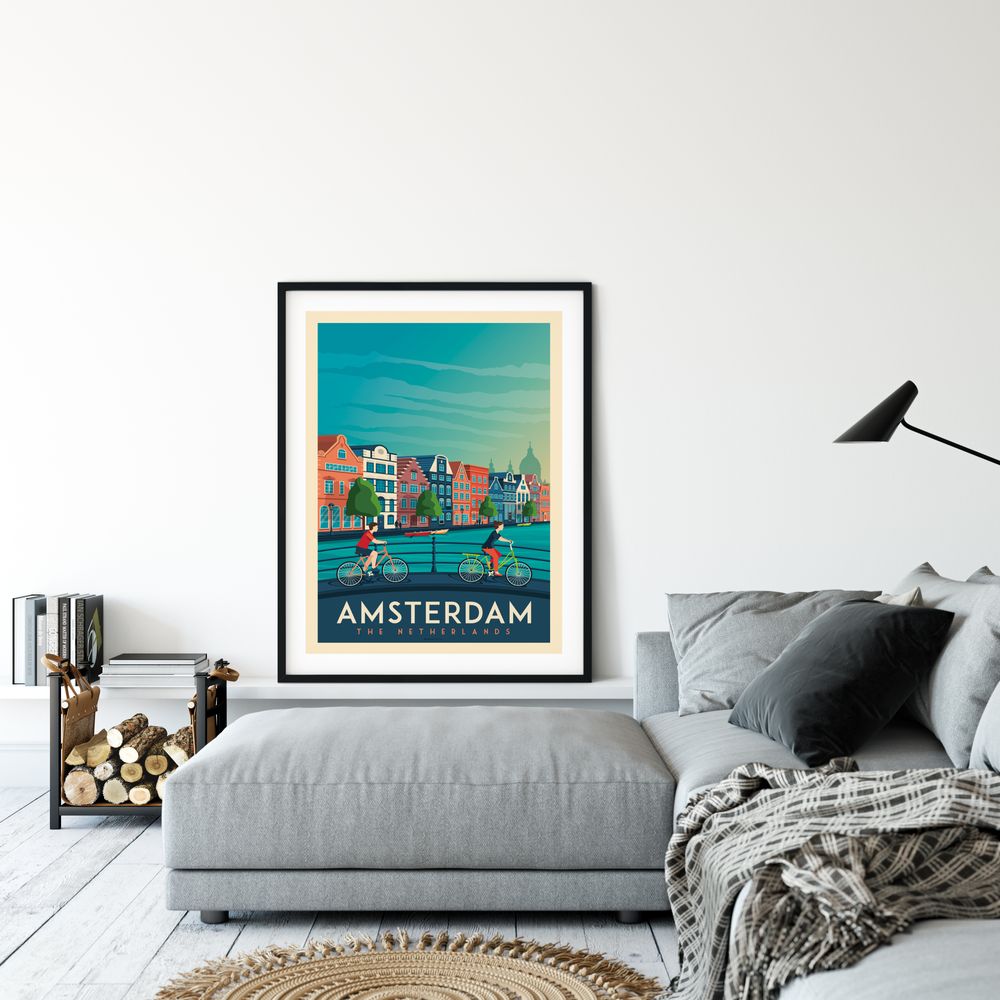Poster - VINTAGE TRAVEL POSTER AMSTERDAM NETHERLANS | AMSTERDAM NETHERLANDS CITY ILLUSTRATION PRINT - OLAHOOP TRAVEL POSTERS
