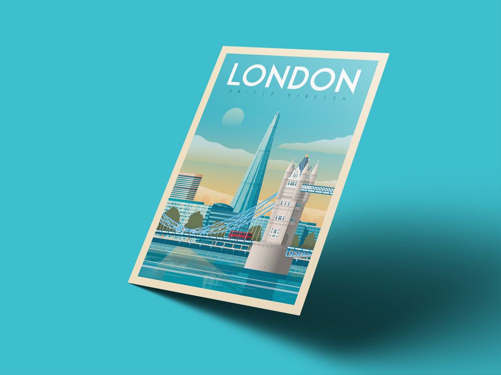 Poster - VINTAGE TRAVEL POSTER LONDON UNITED KINGDOM | LONDON UNITED KINGDOM CITY ILLUSTRATION PRINT - OLAHOOP TRAVEL POSTERS