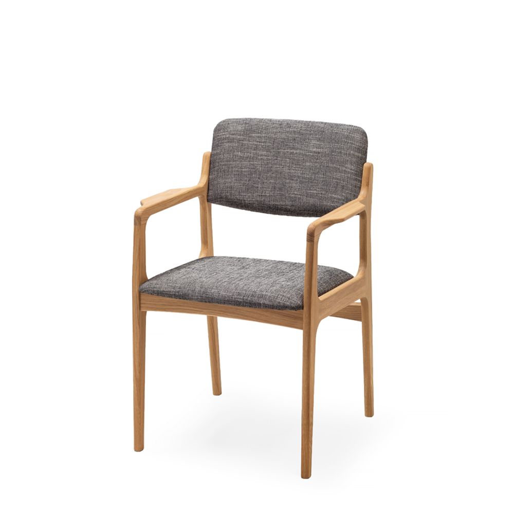 Office seating - Dining chair OSLO with armrests, solid oak - WOODEK
