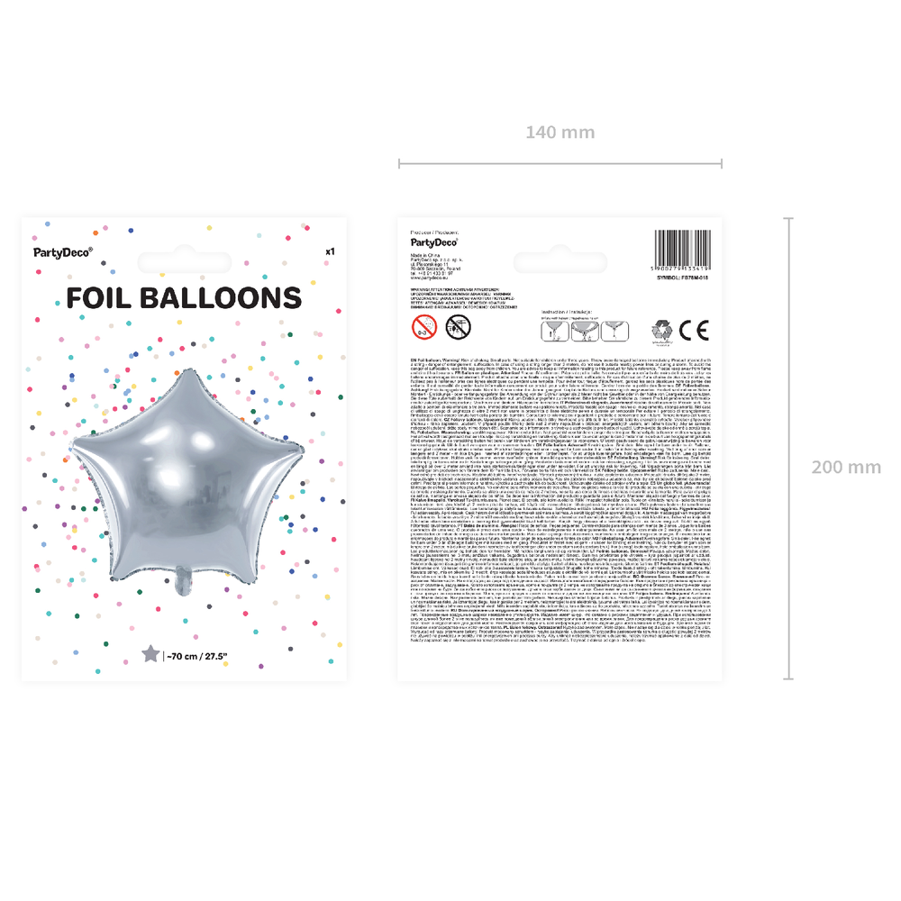 Objets de décoration - Ballon en aluminium Star, 70 cm, argent - PARTYDECO