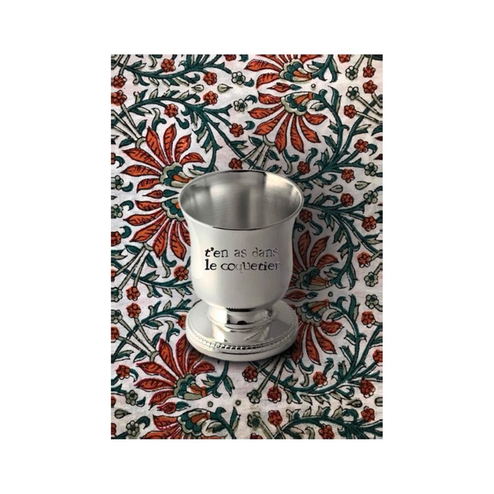 Customizable objects - Silver-plated customizable egg cup - MONNETTE PARIS