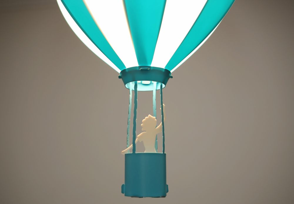 Suspensions - Lampe suspension enfant MONTGOLFIÈRE TURQUOISE - R&M COUDERT