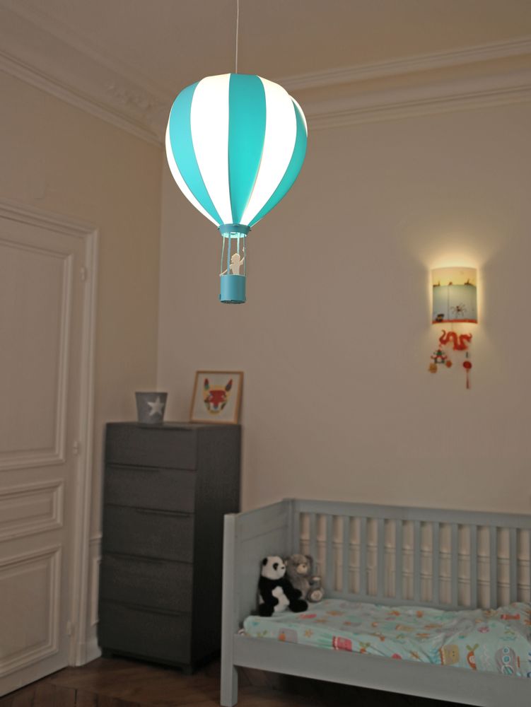 Suspensions - Lampe suspension enfant MONTGOLFIÈRE TURQUOISE - R&M COUDERT