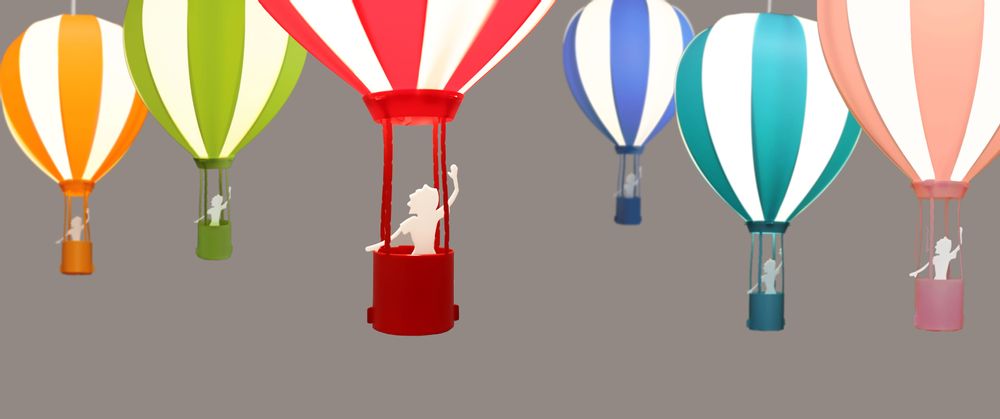 Suspensions - Lampe suspension enfant MONTGOLFIÈRE TURQUOISE - R&M COUDERT