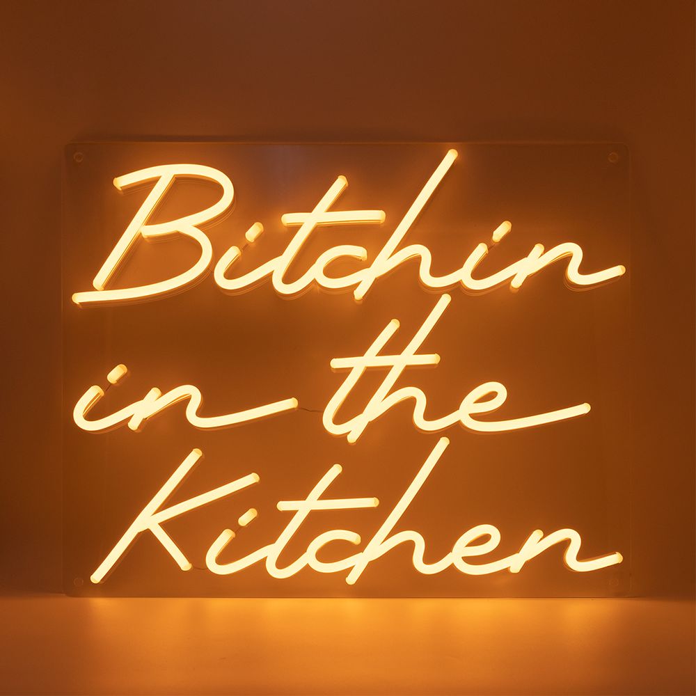 LED modules - 'BITCHIN IN THE KITCHEN' ORANGE NEON LED WALL MOUNTED SIGN - LOCOMOCEAN